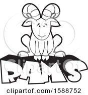 Poster, Art Print Of Black And White Sitting Ram Mascot On Text