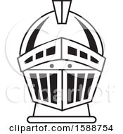 Clipart Of A Black And White Spartan Or Knight Helmet Royalty Free Vector Illustration by Johnny Sajem