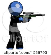 Poster, Art Print Of Blue Clergy Man Shooting Sniper Rifle