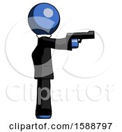 Poster, Art Print Of Blue Clergy Man Firing A Handgun