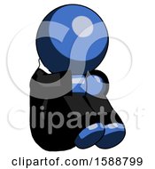 Poster, Art Print Of Blue Clergy Man Sitting With Head Down Facing Angle Right