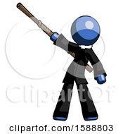 Poster, Art Print Of Blue Clergy Man Bo Staff Pointing Up Pose