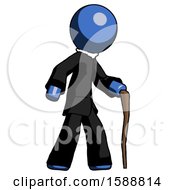 Poster, Art Print Of Blue Clergy Man Walking With Hiking Stick