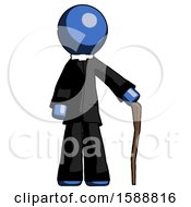 Poster, Art Print Of Blue Clergy Man Standing With Hiking Stick