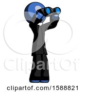 Poster, Art Print Of Blue Clergy Man Looking Through Binoculars To The Right