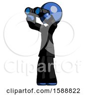 Poster, Art Print Of Blue Clergy Man Looking Through Binoculars To The Left
