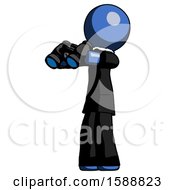 Poster, Art Print Of Blue Clergy Man Holding Binoculars Ready To Look Left