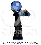 Poster, Art Print Of Blue Clergy Man Holding Binoculars Ready To Look Right