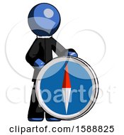 Poster, Art Print Of Blue Clergy Man Standing Beside Large Compass