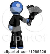 Poster, Art Print Of Blue Clergy Man Holding Feather Duster Facing Forward