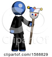 Poster, Art Print Of Blue Clergy Man Holding Jester Staff
