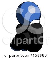 Poster, Art Print Of Blue Clergy Man Sitting With Head Down Back View Facing Left