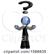 Poster, Art Print Of Blue Clergy Man With Question Mark Above Head Confused