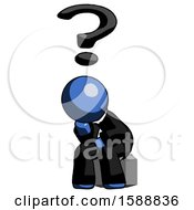 Poster, Art Print Of Blue Clergy Man Thinker Question Mark Concept