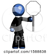 Poster, Art Print Of Blue Clergy Man Holding Stop Sign
