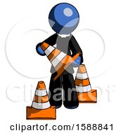 Poster, Art Print Of Blue Clergy Man Holding A Traffic Cone