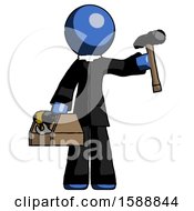 Poster, Art Print Of Blue Clergy Man Holding Tools And Toolchest Ready To Work
