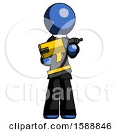 Poster, Art Print Of Blue Clergy Man Holding Large Drill