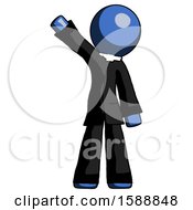 Blue Clergy Man Waving Emphatically With Right Arm