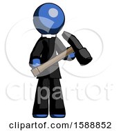 Poster, Art Print Of Blue Clergy Man Holding Hammer Ready To Work