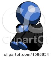 Poster, Art Print Of Blue Clergy Man Sitting With Head Down Facing Angle Left