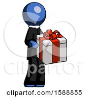 Poster, Art Print Of Blue Clergy Man Giving A Present