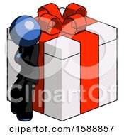 Poster, Art Print Of Blue Clergy Man Leaning On Gift With Red Bow Angle View