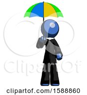 Poster, Art Print Of Blue Clergy Man Holding Umbrella Rainbow Colored