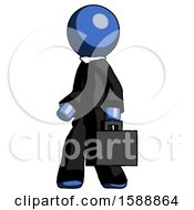 Poster, Art Print Of Blue Clergy Man Walking With Briefcase To The Left