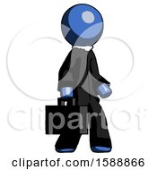 Blue Clergy Man Walking With Briefcase To The Right