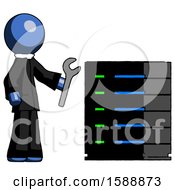 Poster, Art Print Of Blue Clergy Man Server Administrator Doing Repairs