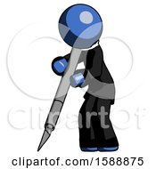 Poster, Art Print Of Blue Clergy Man Cutting With Large Scalpel