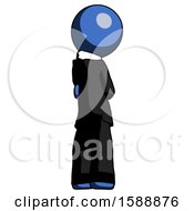 Poster, Art Print Of Blue Clergy Man Thinking Wondering Or Pondering Rear View