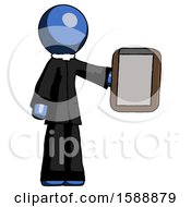 Blue Clergy Man Showing Clipboard To Viewer