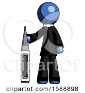 Poster, Art Print Of Blue Clergy Man Standing With Large Thermometer