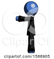 Blue Clergy Man Pointing Left