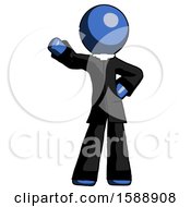 Poster, Art Print Of Blue Clergy Man Waving Right Arm With Hand On Hip