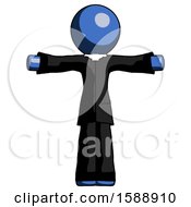 Poster, Art Print Of Blue Clergy Man T-Pose Arms Up Standing