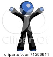 Poster, Art Print Of Blue Clergy Man Surprise Pose Arms And Legs Out