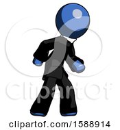 Poster, Art Print Of Blue Clergy Man Suspense Action Pose Facing Right