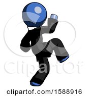 Poster, Art Print Of Blue Clergy Man Kick Pose Start