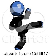 Blue Clergy Man Kick Pose