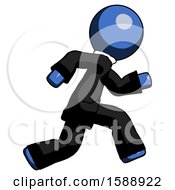 Poster, Art Print Of Blue Clergy Man Running Fast Right