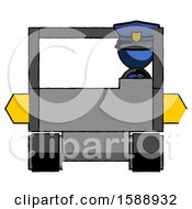 Poster, Art Print Of Blue Police Man Driving Amphibious Tracked Vehicle Front View