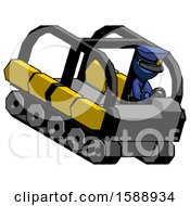 Poster, Art Print Of Blue Police Man Driving Amphibious Tracked Vehicle Top Angle View