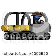 Poster, Art Print Of Blue Detective Man Driving Amphibious Tracked Vehicle Side Angle View