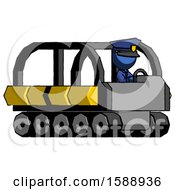Poster, Art Print Of Blue Police Man Driving Amphibious Tracked Vehicle Side Angle View