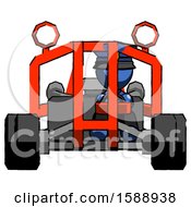 Poster, Art Print Of Blue Police Man Riding Sports Buggy Front View