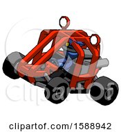 Poster, Art Print Of Blue Police Man Riding Sports Buggy Side Top Angle View