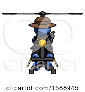 Blue Detective Man Flying In Gyrocopter Front View
